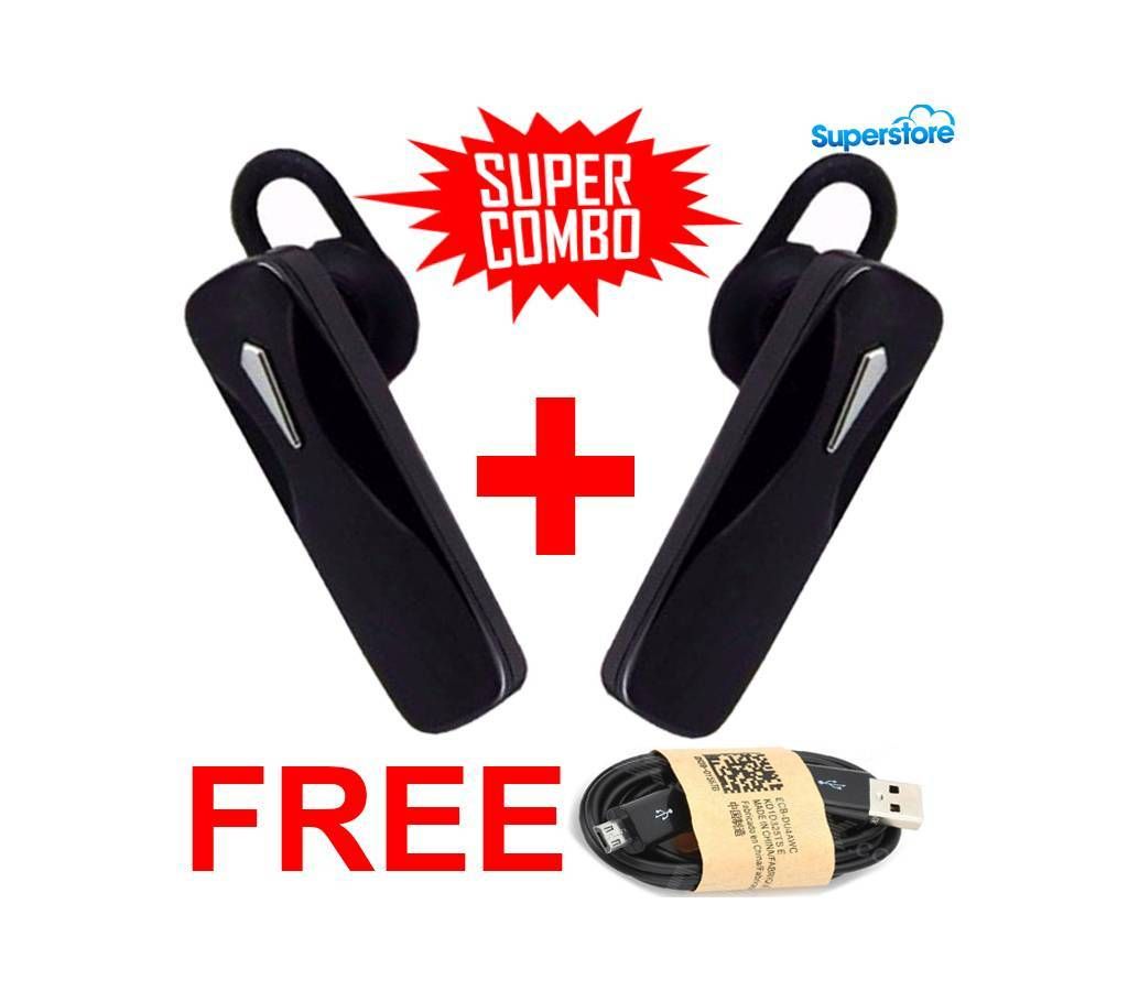 Universal Blue-tooth Headset (2pcs) + Free USB Cable Combo Offer