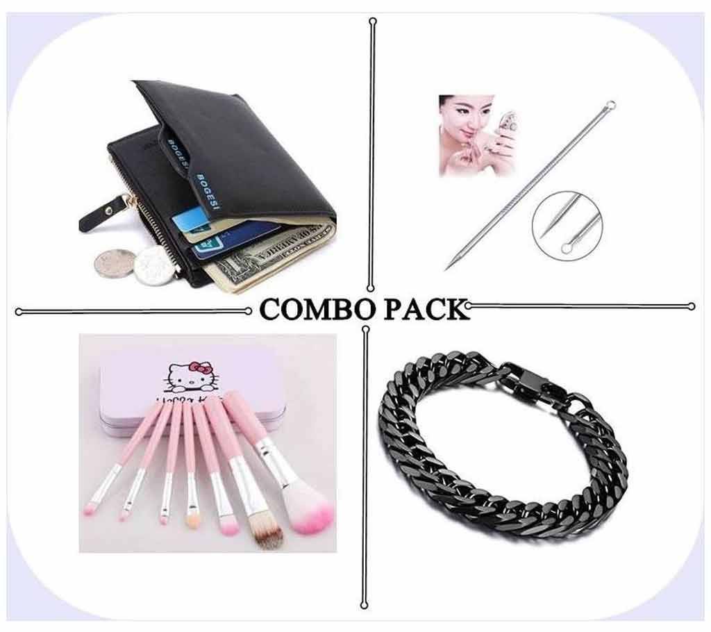 4 Combo Pack Wallet + Remover+Makeup Brush+Bracelet