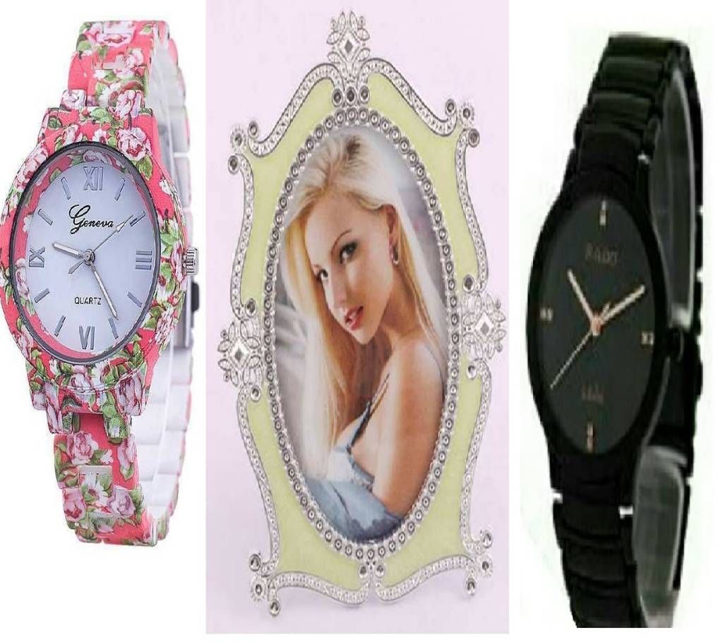 Floral Print Ladies Restow + Photo Frame (1 Photo Holder) + RADO Gents Watch (copy)
