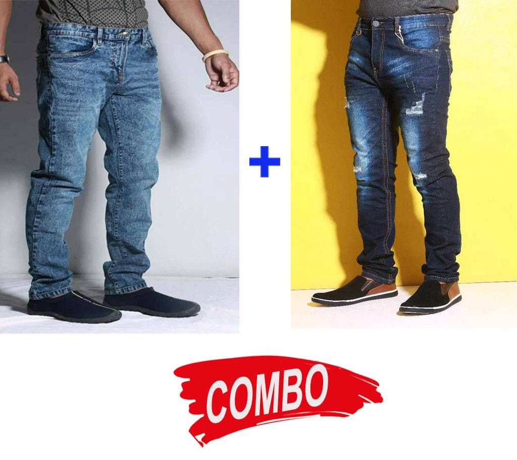 Stretchable Acid Wash Denim Jeans Pants for Men  + Stretchable Jeans Pant Combo Offer 