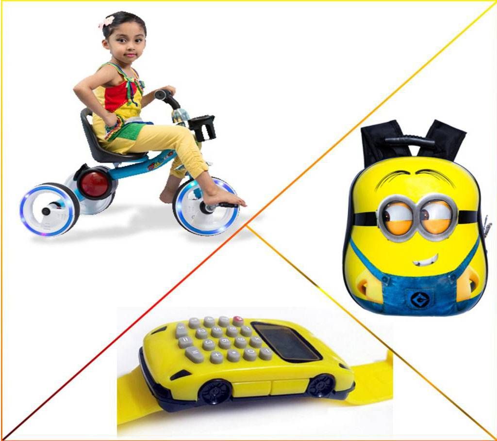 Combo of Travel bag, Calculator Watch, Tricycle