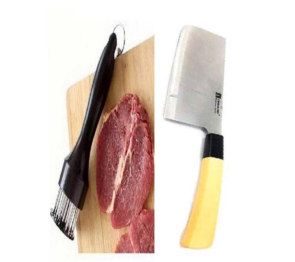 Combo of Meet Tenderizer + Wooden Handle Slim Kitchen Naif