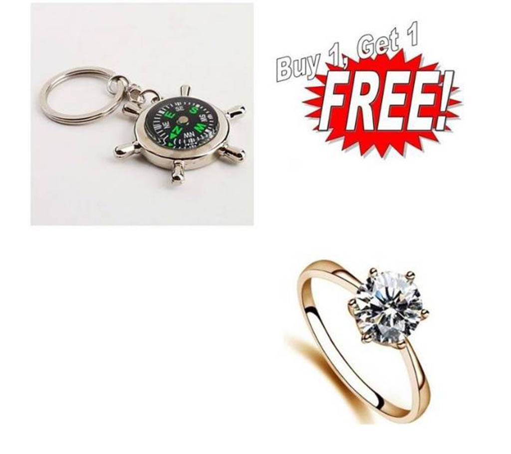 Buy One Finger Ring & Get One Compass Key Ring Free