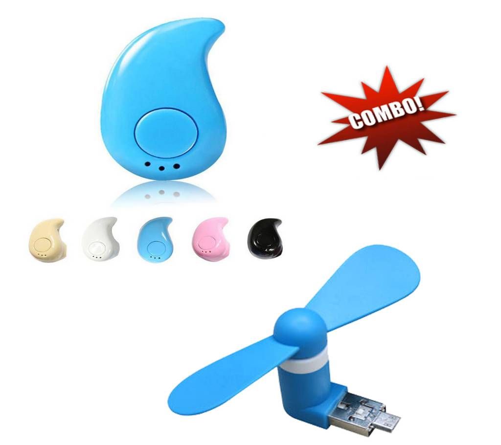 Mini bluetooth earphone+USB OTG fan