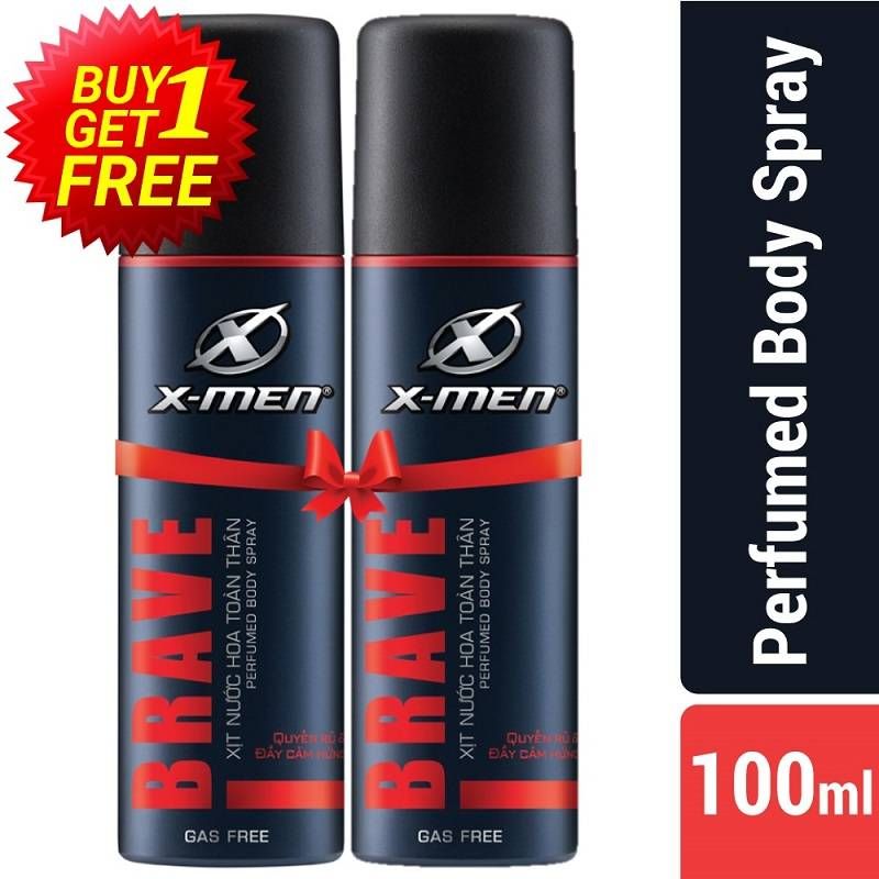 X Men Perfume Body Spray Gas Free Brave 100ml (Buy 1 Get 1 Free)