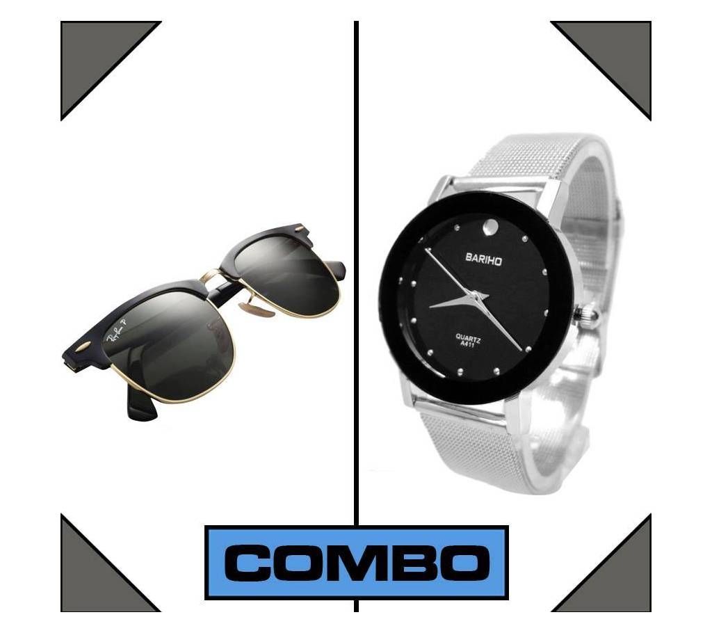 Combo of Men's Bariho Watch + Ray Ban Sunglasses