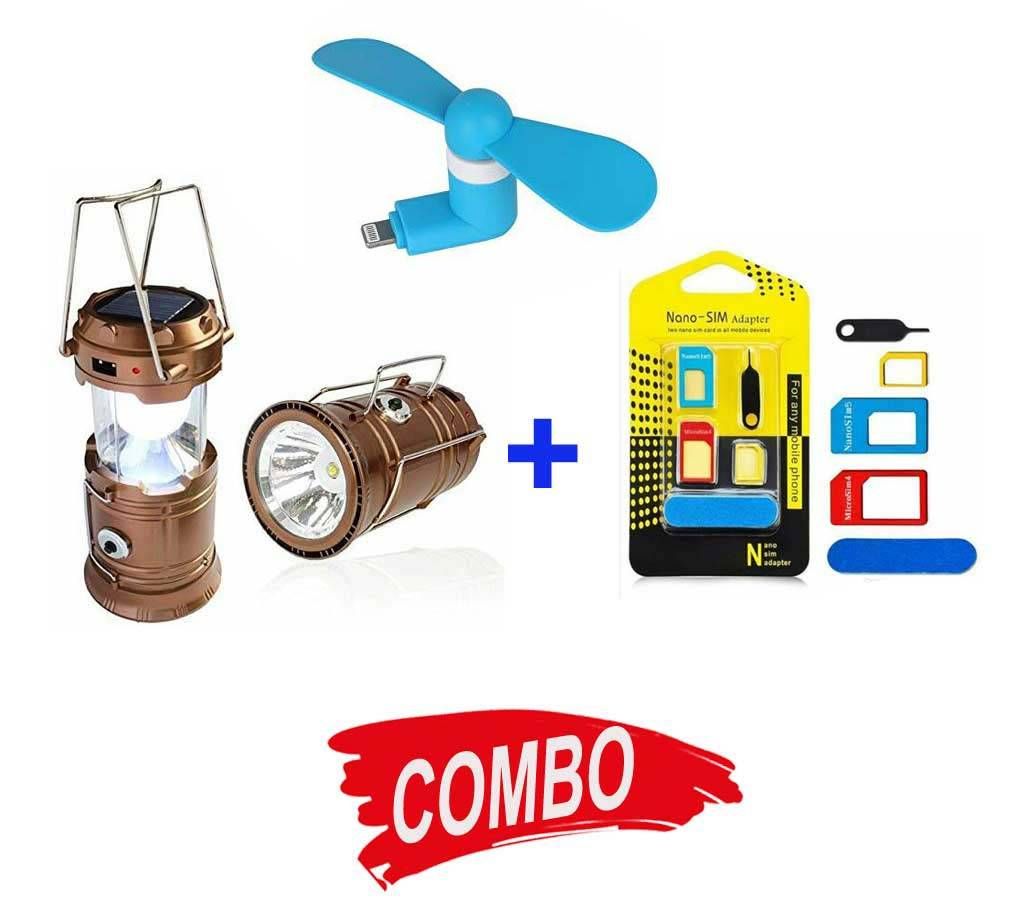 Rechargeable Lantern Power Light+Mini USB OTG Fan+5 in 1 Metal Nano Sim Card Combo im08
