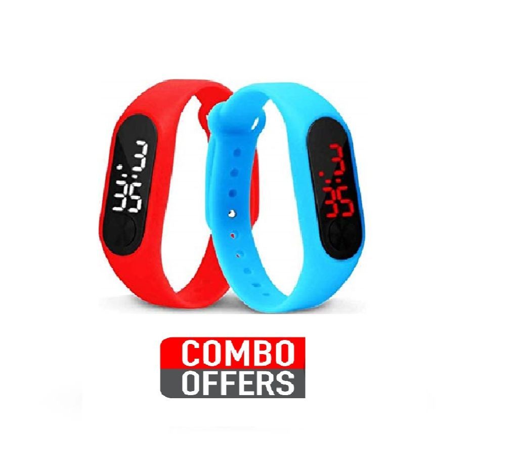 COMBO Push Type Bracelet Led Digital Smart band- Black & Red
