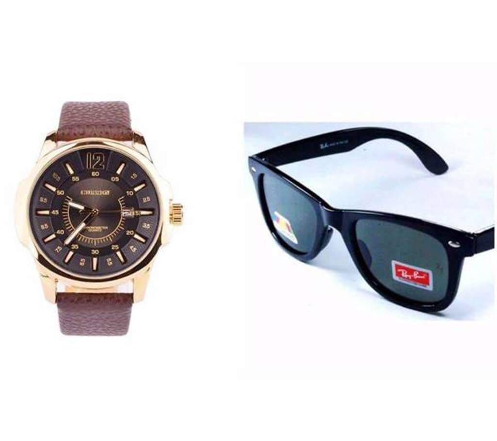 RAYBAN (Copy) Sunglasses & CURREN Watch  Combo 