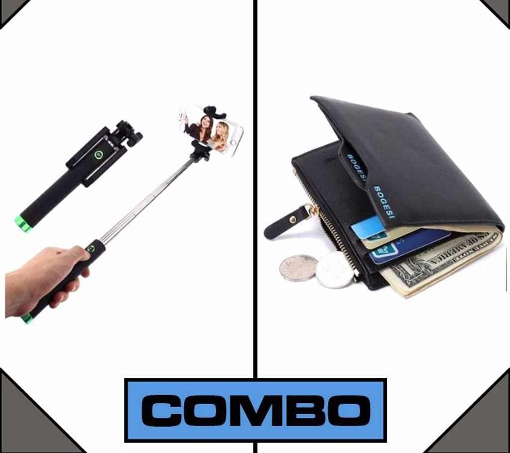 Bluetooth selfie stick+Bogesi wallet combo offer 