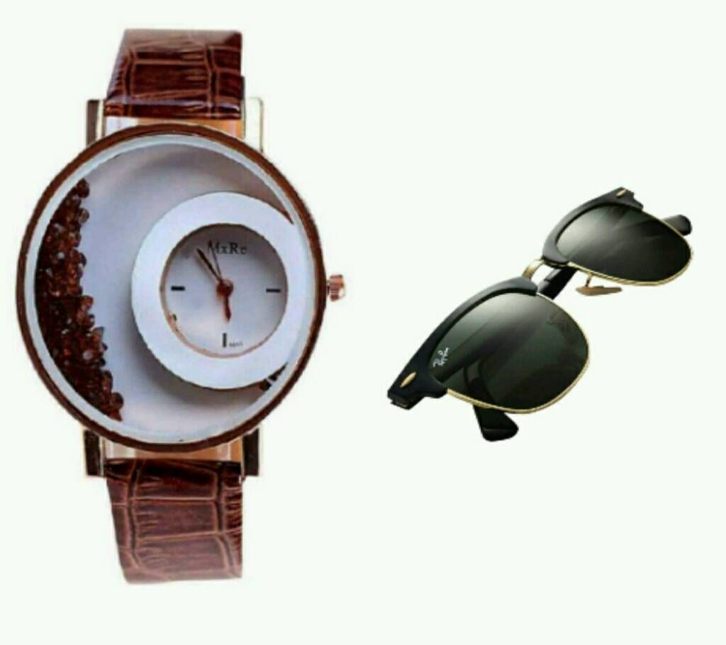 Ladies Wrist Watch + Ray Ban Sunglasses for Men (Copy) Combo Offer