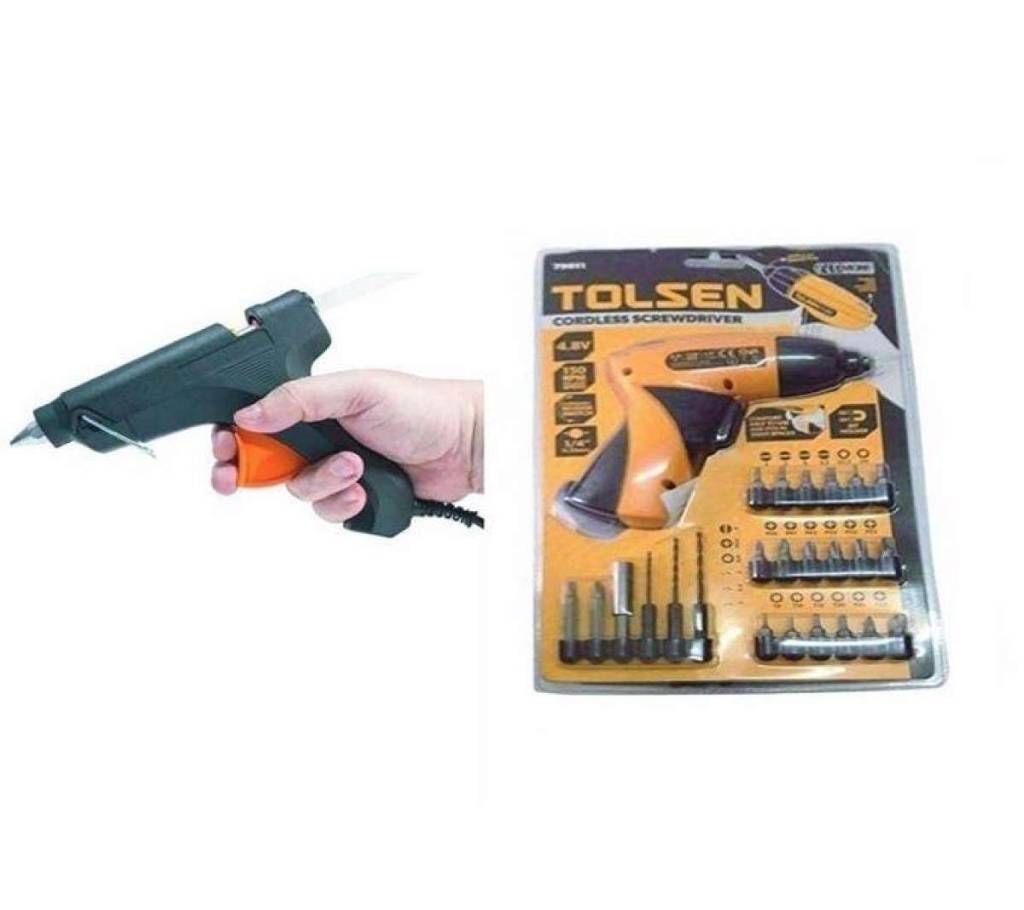 Combo Offer of Black Glue Gun and Yellow Drill Machine