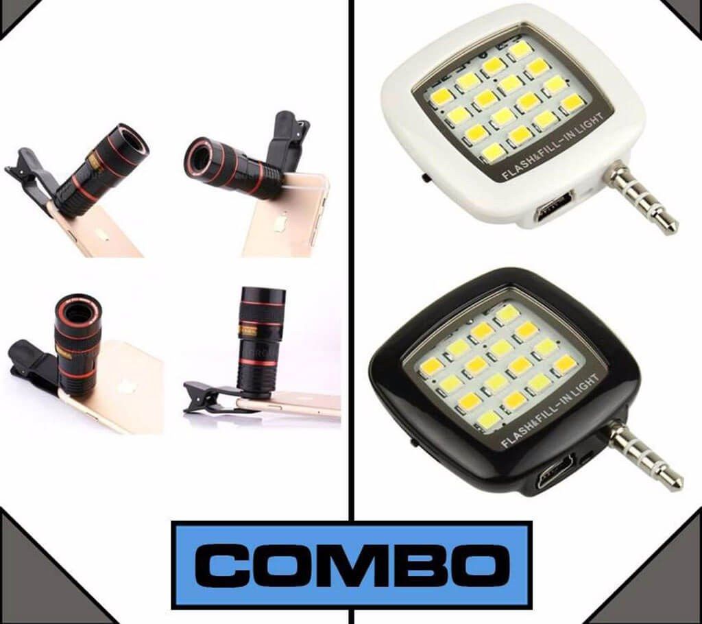 8x Optical Zoom Lens + LED 
Selfie Light Combo 