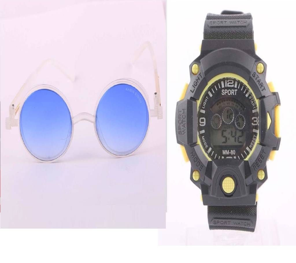 KABIR SINGH Sunglasses for Men + Kids Digital Watch Combo offer 
