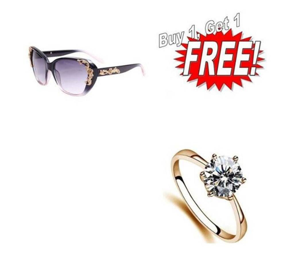 Buy One Women Fashion Sunglasses & Get One Finger ring free