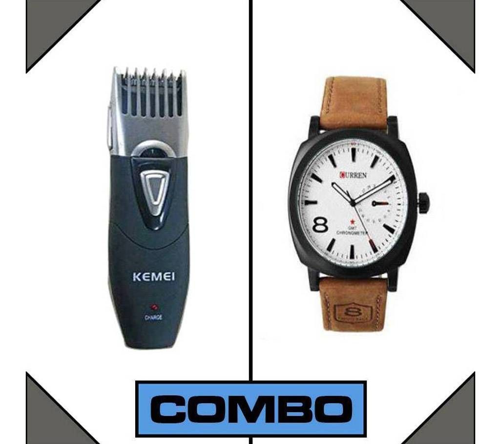 Combo of Electric Gents Saver Km-3060 and Curren Watch