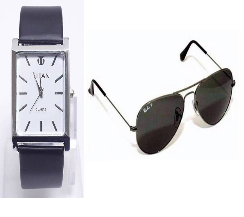 TITAN Gents Watch-Copy + Ray Ban Gents Sunglasses-Copy combo Offer 