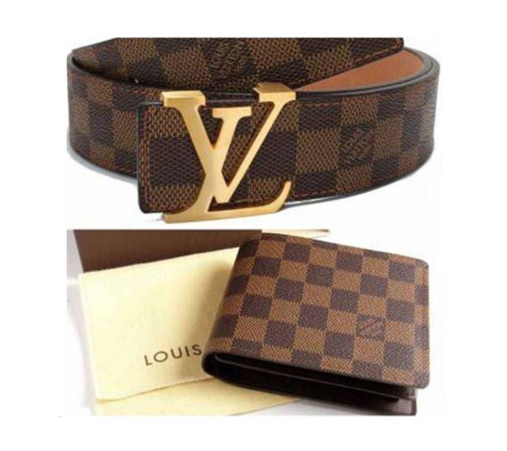 Louis Vuitton Leather Wallet & Belt Combo -Copy