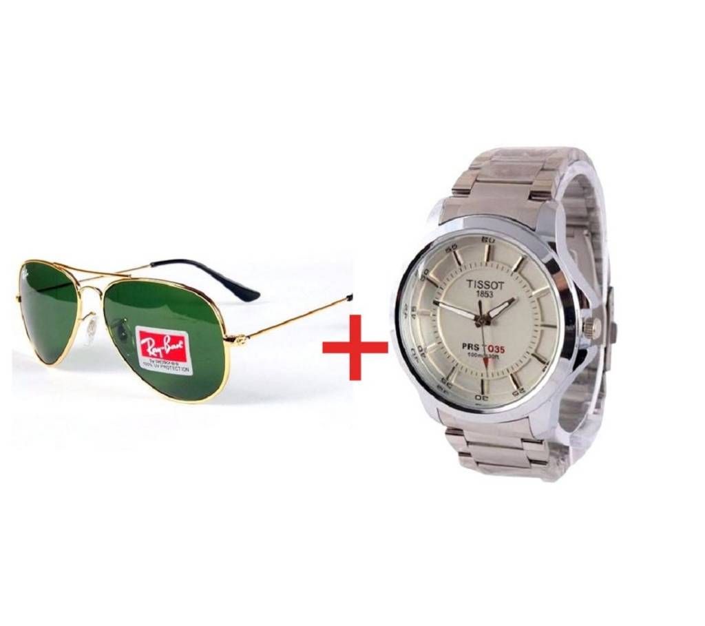 Rayban Sunglass + Tissot Wrist watch (Copy) Combo Offer