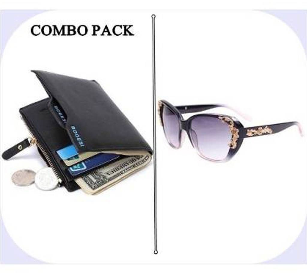 Combo of Mens Wallet & Women Fashion Sunglasses