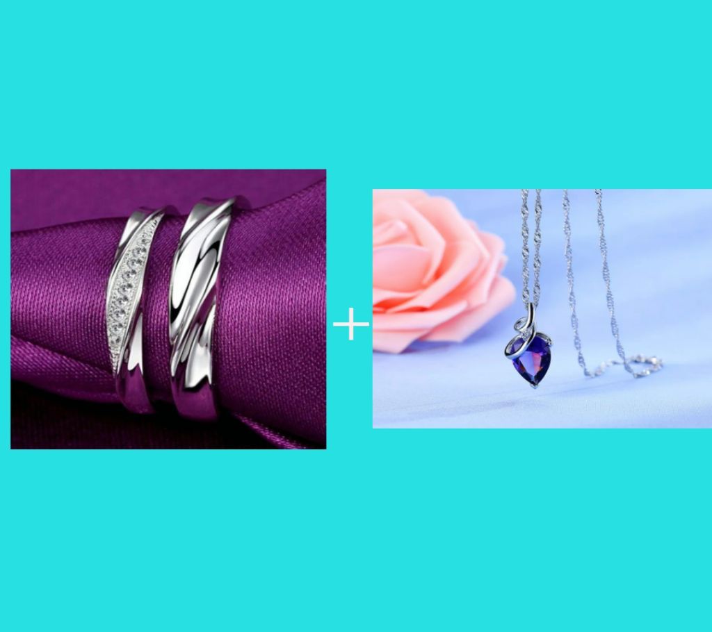 Couple Ring And Purple Colour Pendant