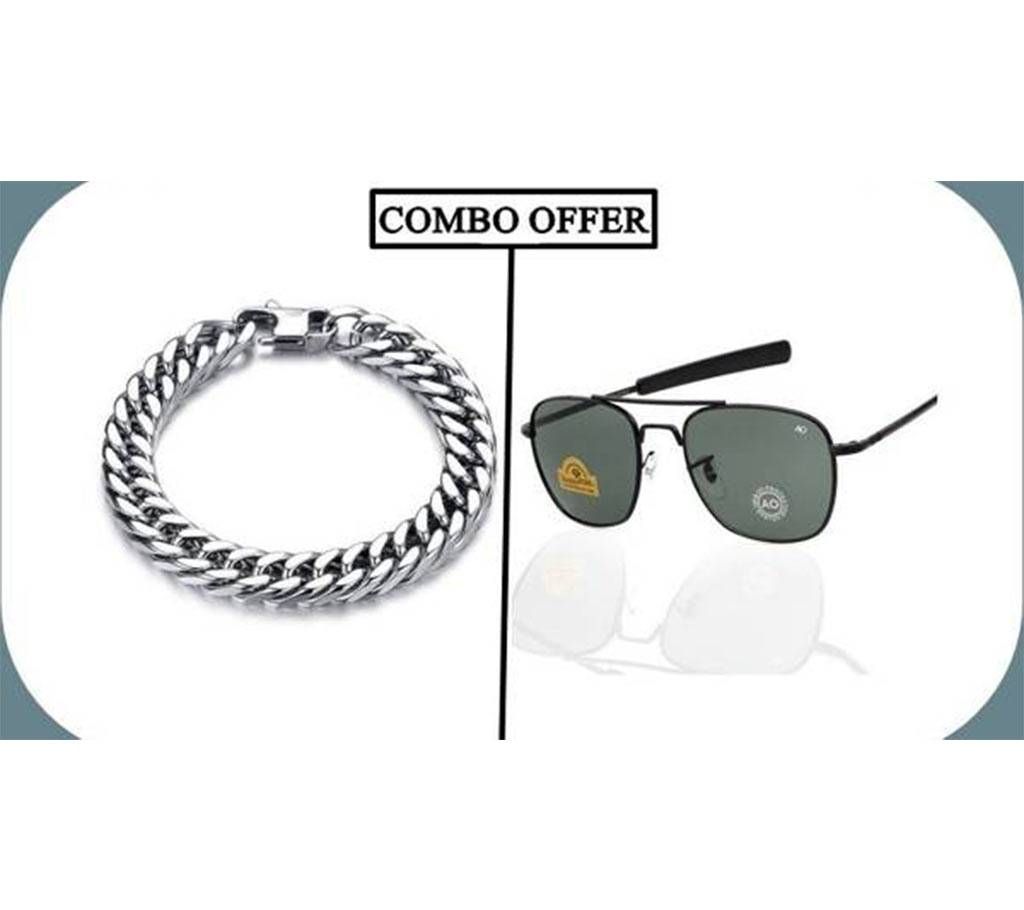 Combo of Stainless Steel Bracelet + AO Men's Sunglasses (Copy)