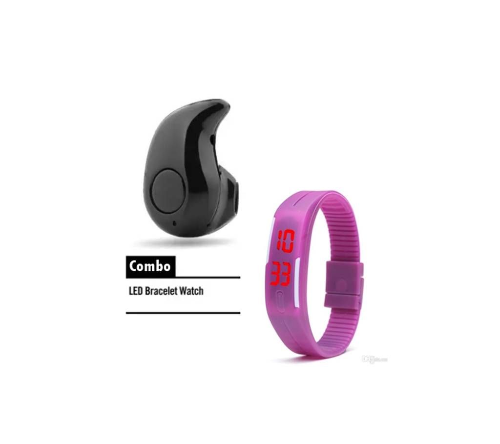 Mini Bluetooth Wireless Earphones & LED Sports Watch Combo