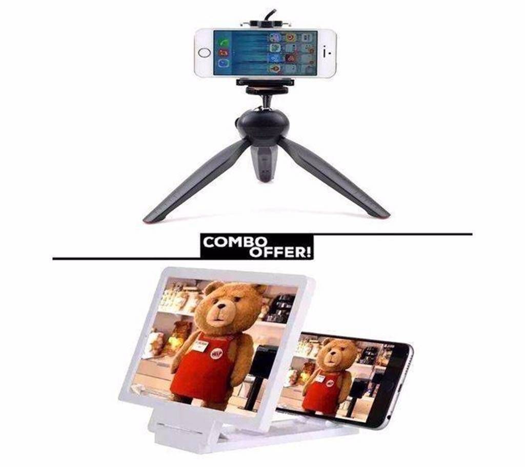 Combo of Mobile Stand and 3D Magnifying Screen