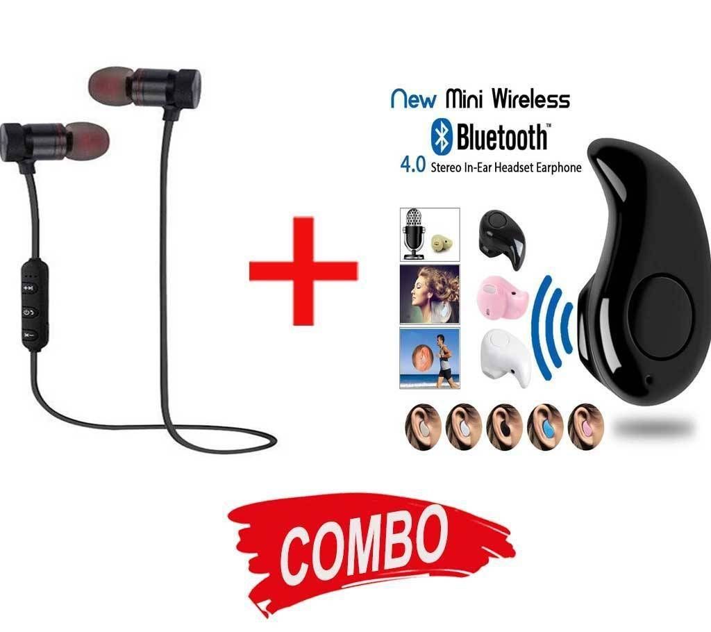 Smart  Wearless Mini Bluetooth Earphone -Black +Stirio Bluetooth Earphone - Black Combo Offer