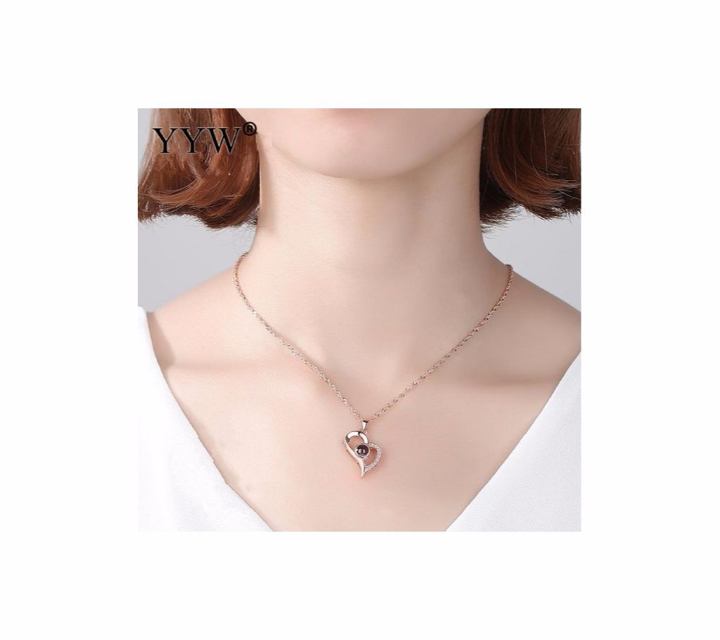 100 Languages Charm Pendant Heart-Shaped Necklaces