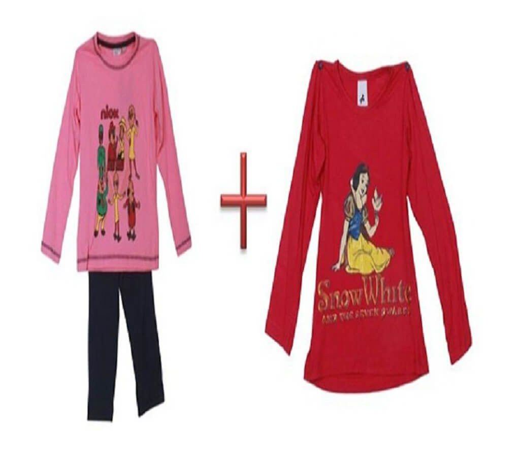 Motu Patlu+Snow White kids red t-shirt with combo 