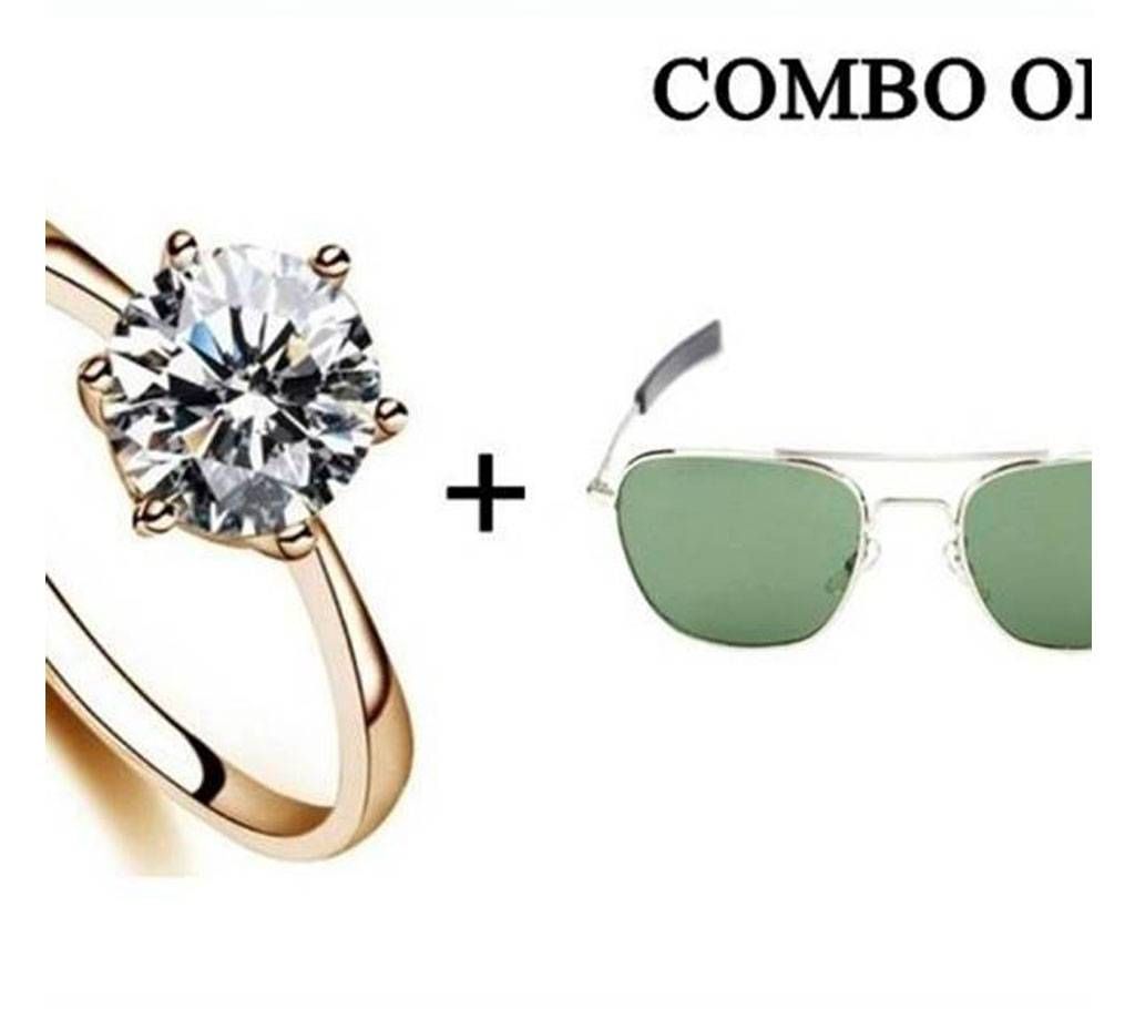 Combo of finger Ring & AO Men's Sunglasses