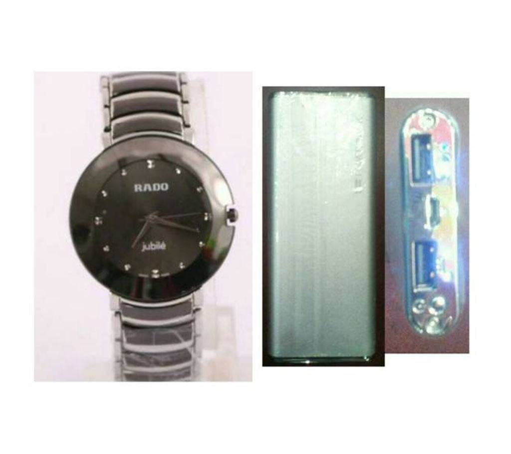 Rado Gents Watch+10000mAh power Bank combo