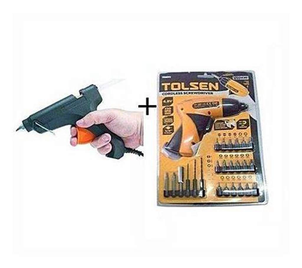 Pigment Combo Offer of Black Glue Gun and Yellow Drill machine 