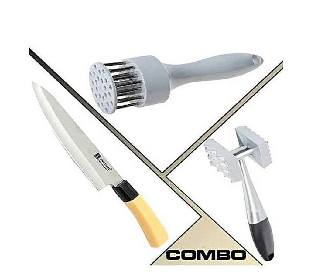 Kitchen Knife and Meat Tenderizer and Meat Hammer Combo