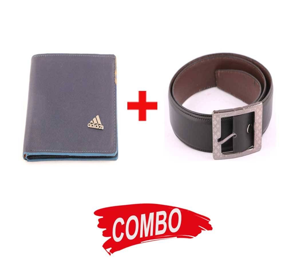 PU Leather Menz Wallet + Menz Leather Formal Belt Combo 