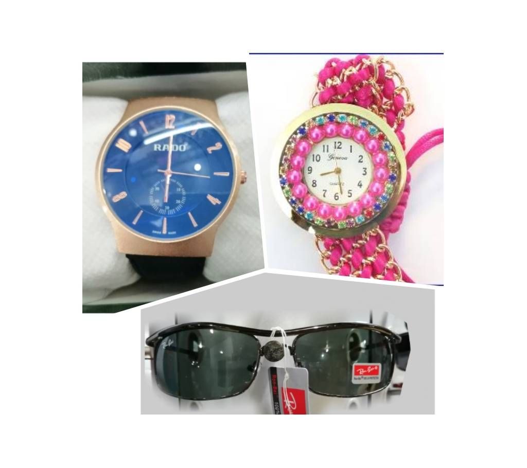 Combo offer  Gents Sunglasses + Couple Watch