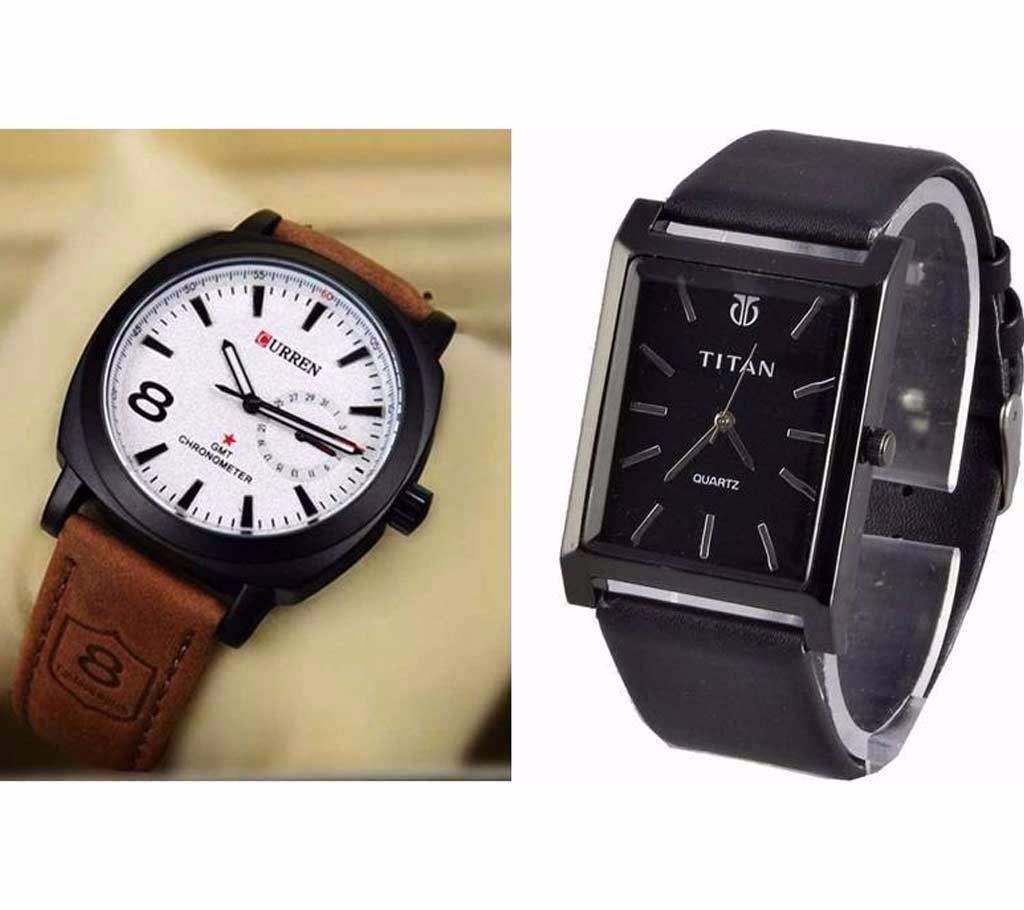 CURREN Men's Watch +TITAN Watch (Copy) Combo
