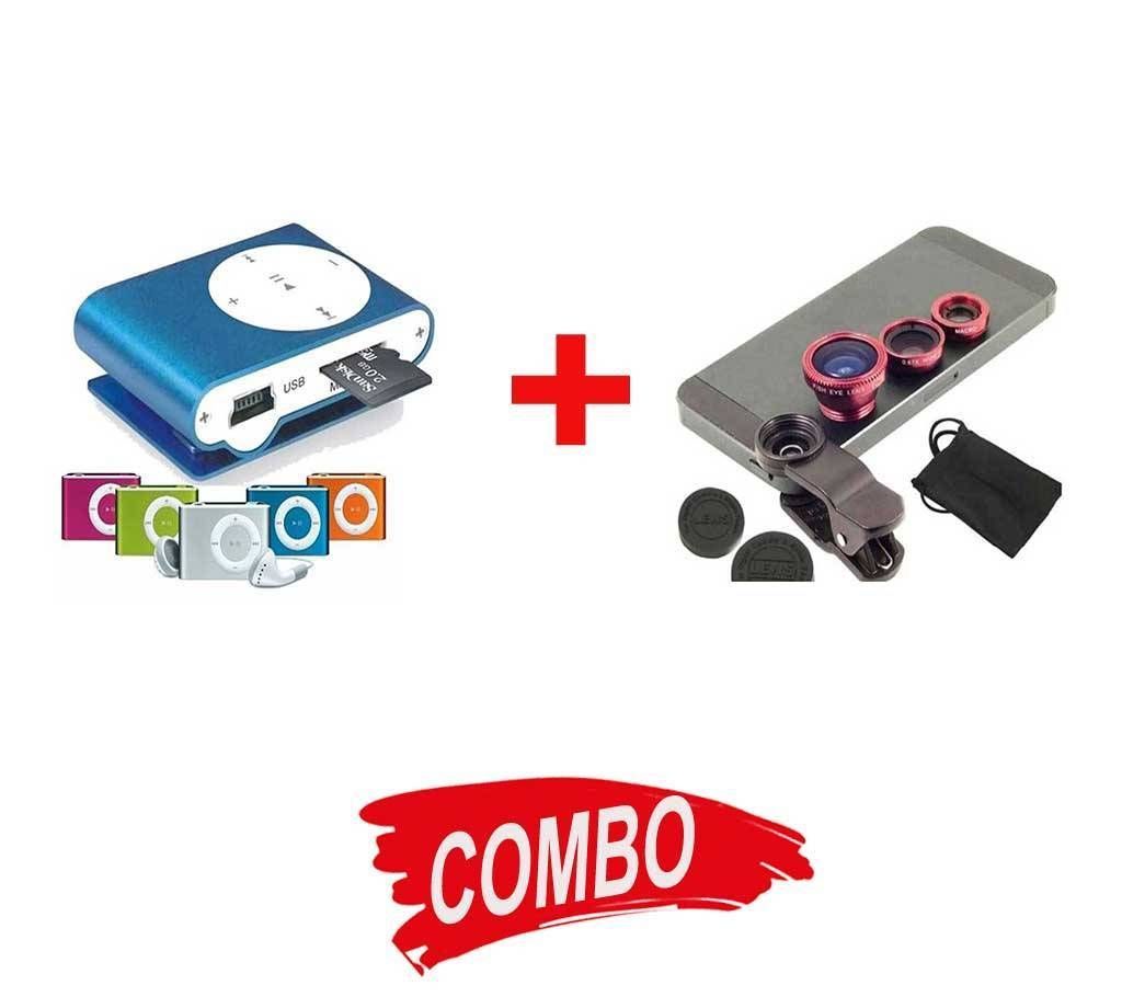 Mini mp3 player + clip lens for mobile combo offer