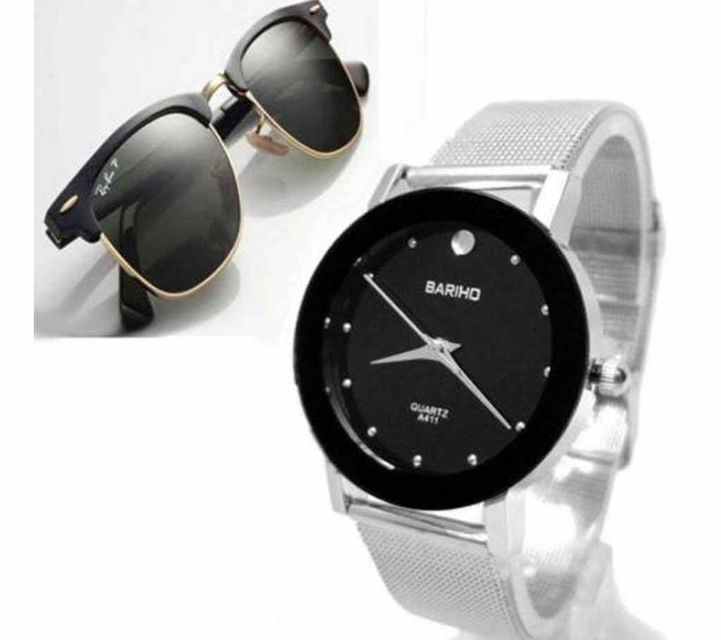Men's Watch & Ray Ban Sunglasses Combo