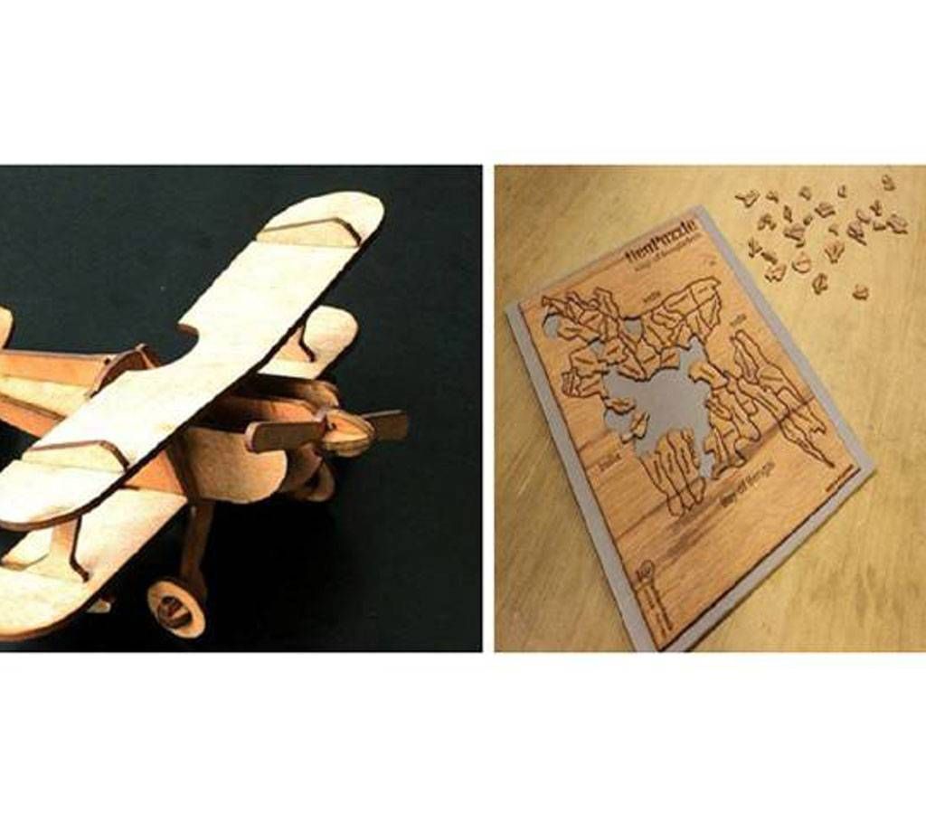 Three dimensional aeroplane and map of Bangladesh combo