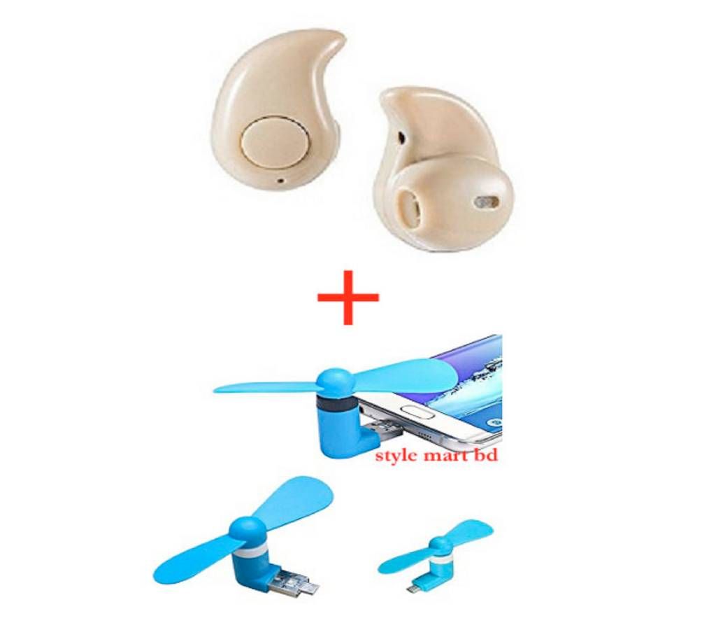 MINI BLUETOOTH EARPHONE+ USB OTG Fan Combo Offer