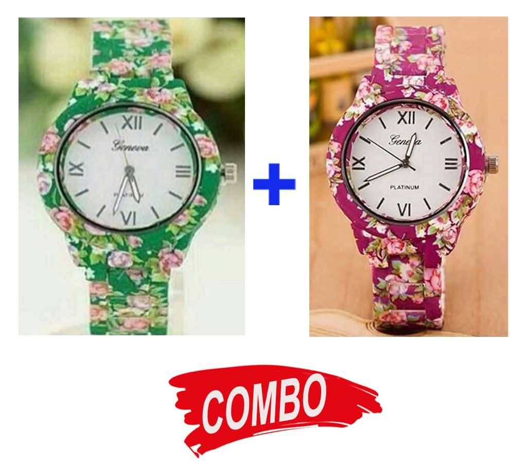 ladies floral watch  + floral printed watch Combo Offer
