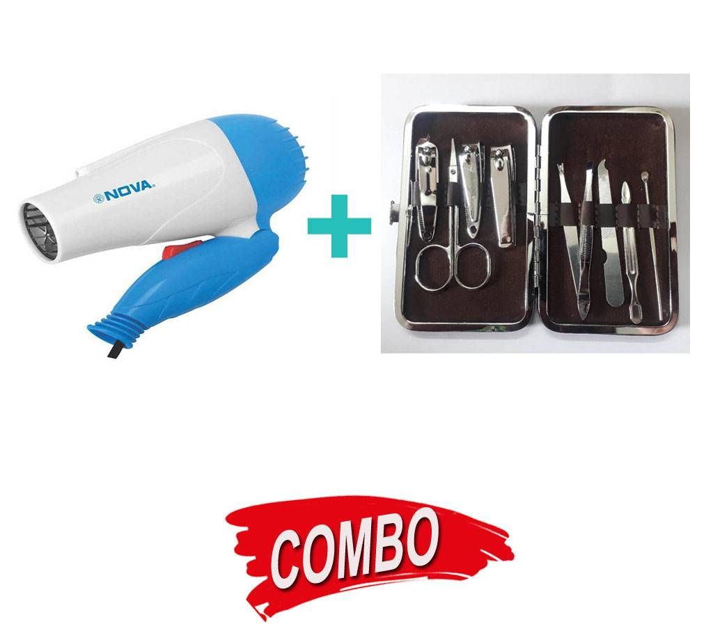 NOVA HAIR DRYER  (Ion strong) +  10 pcs NAILCUTTER SET plus MANICURE AND PADICURE Combo Offer 
