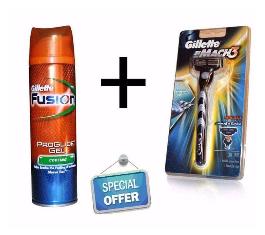 GILLETTE Shaving gel MACH3-Shaving Razor Combo Offer