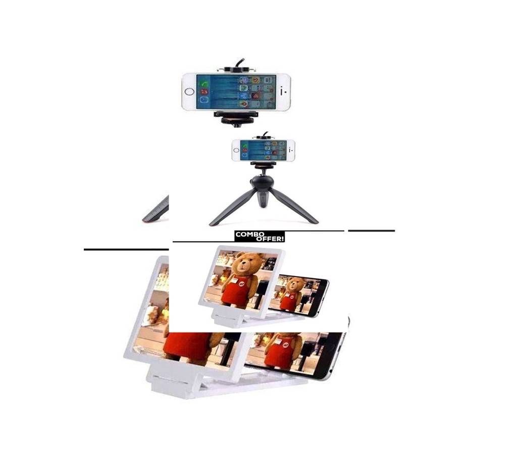 Combo of Mobile Stand and 3D Magnifying Glass