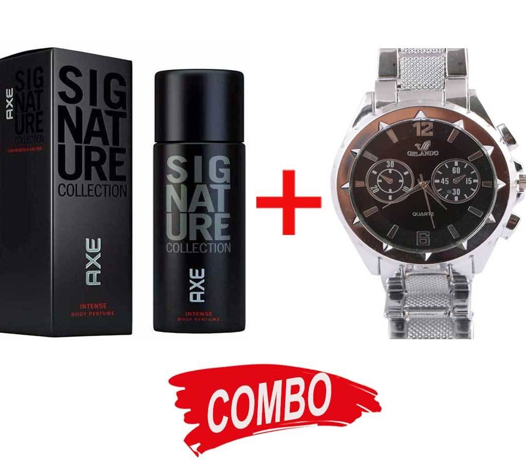 ORLANDO Wrist Watch (Copy) + AXE SIGNATURE INTENSE PERFUME FOR MEN Combo Offer
