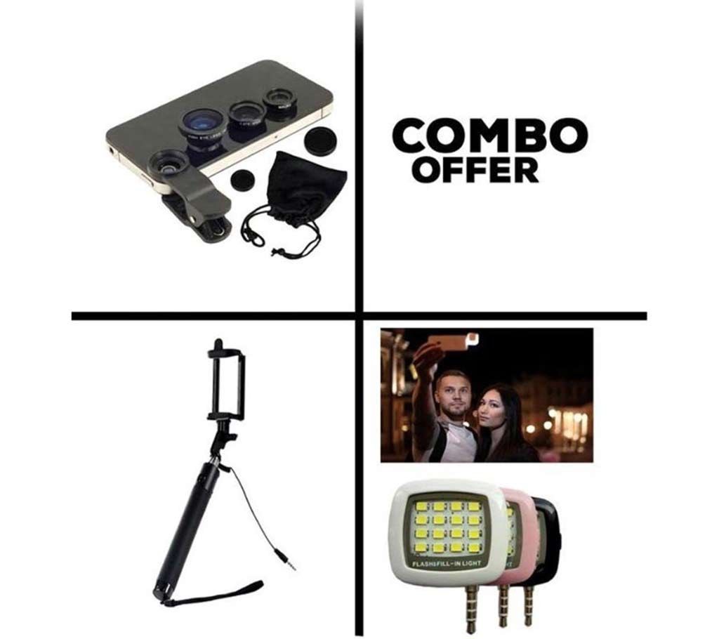 
Clip Lance + Selfie Sticks + LED Light combo