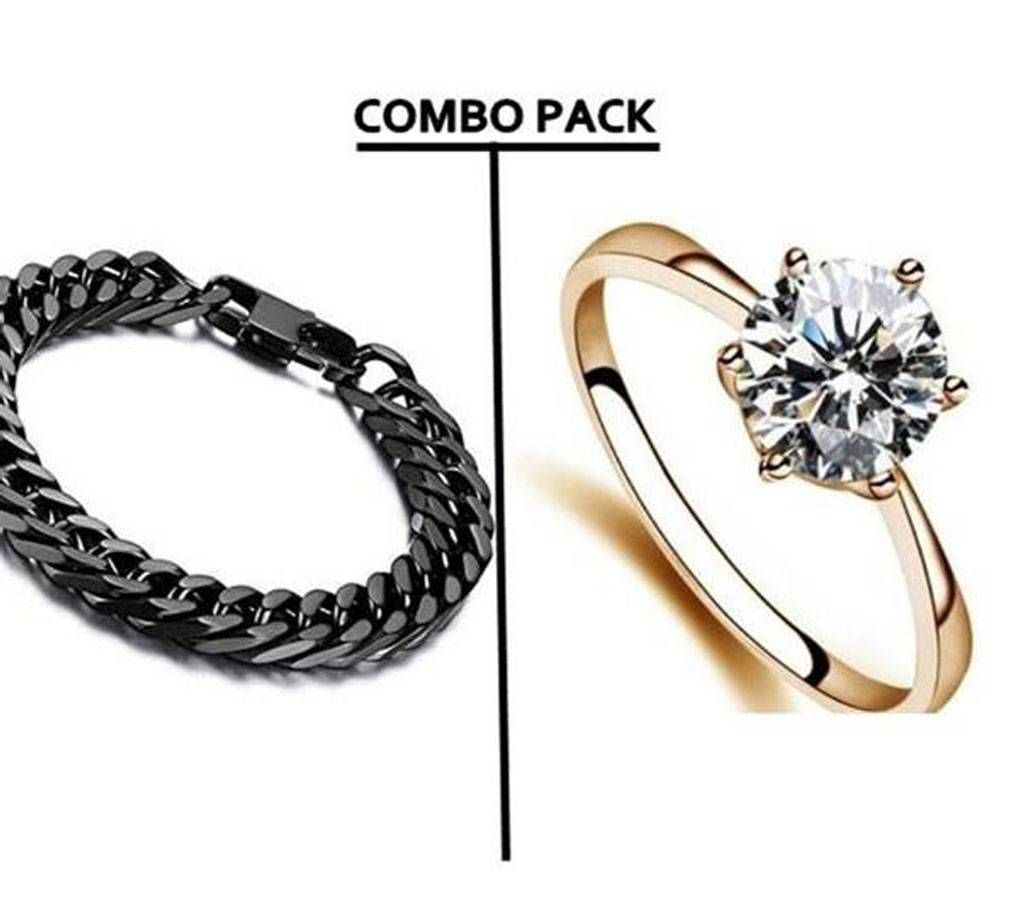 Pack of Stainless Steel Mens Bracelet & Finger Rin