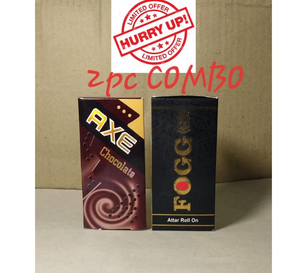 2 pcs Roll On Concentrated Perfume (Attor)e 6ml each (Axe & Fogg)